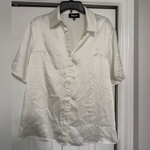 SER.O.YA White Silk Button Down Short Sleeve